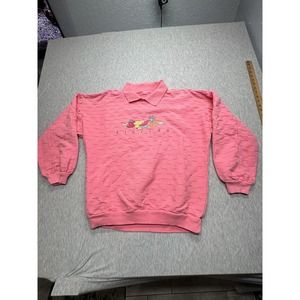 Vintage Crazy Shirts Hawaii Sweatshirt L Florida Fruit‎ Embroidered Pink